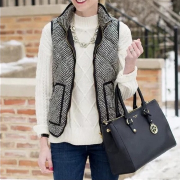 J. Crew Herringbone Excursion Quilted Puffer Vest - Picture 2 of 16